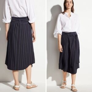 Vince Dobby Stripe Belted Midi Skirt in Indigo Size 8